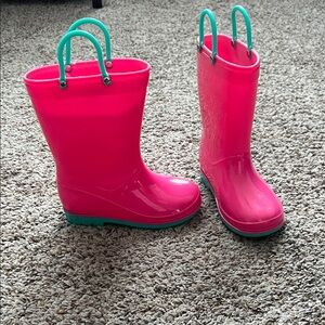 Pink and Teal Rain Boots